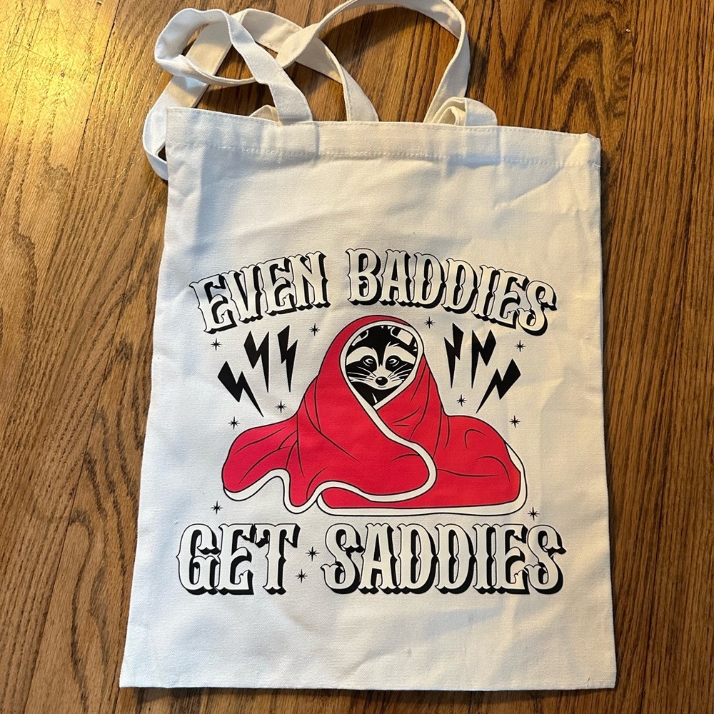 Even Baddies Get Saddies Raccoon Canvas Tote Bag